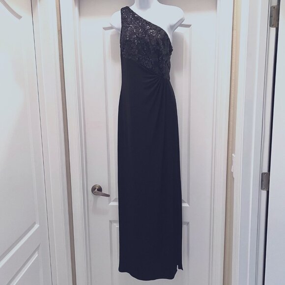 Lauren Ralph Lauren Dresses & Skirts - Lauren Ralph Lauren Jersey Evening Gown-Maxi Long Black Sequin-Size 4-Classy-